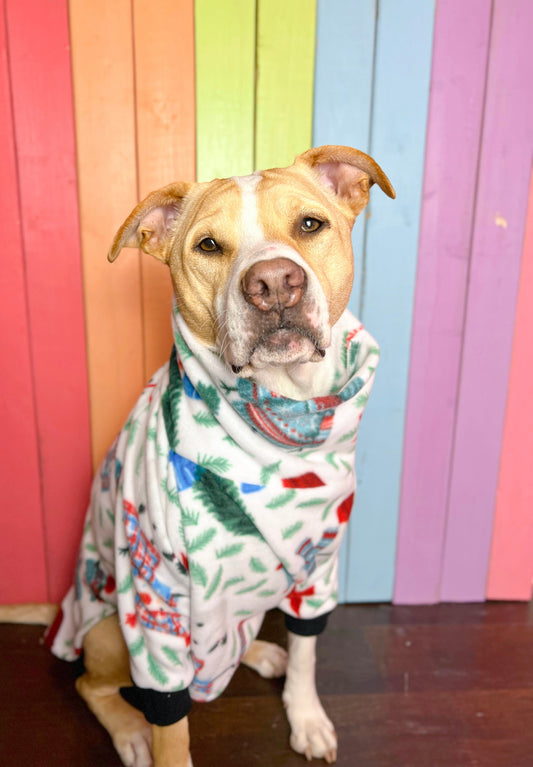 Woodland snowman print Long sleeve fleece dog sweatshirt