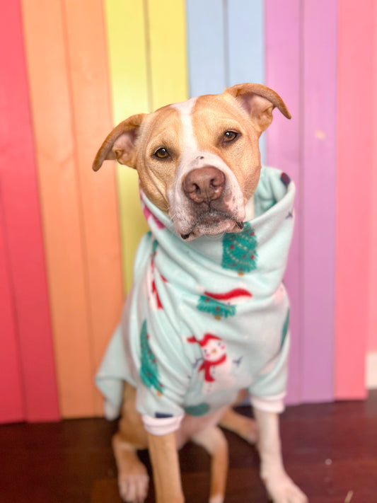 Woodland snowman Long sleeve fleece dog sweatshirt