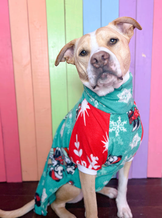 Mickey and minnie christmas Long sleeve fleece dog sweatshirt