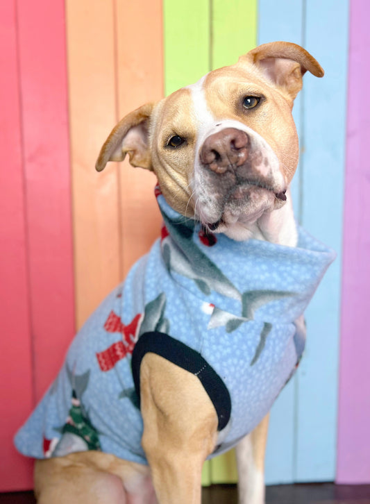 Christmas sharks fleece sleeveless dog sweatshirt