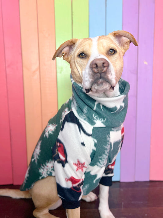 Christmas cabin mix and match Long sleeve fleece dog sweatshirt
