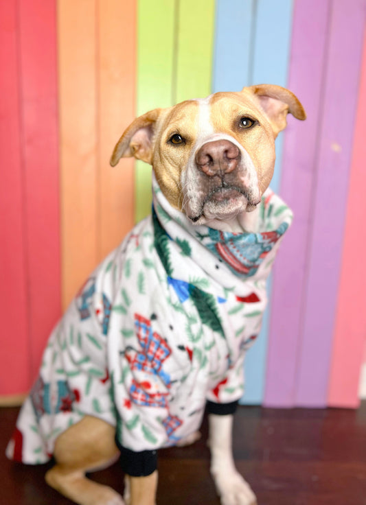 Woodland snowman print Long sleeve fleece dog sweatshirt