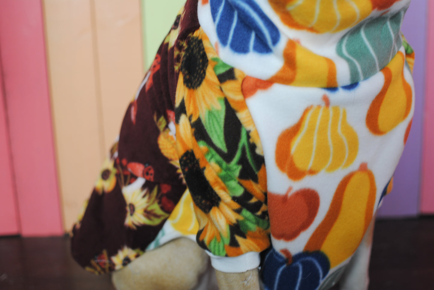 Oh my gourd! Mix and match print fleece sweatshirt