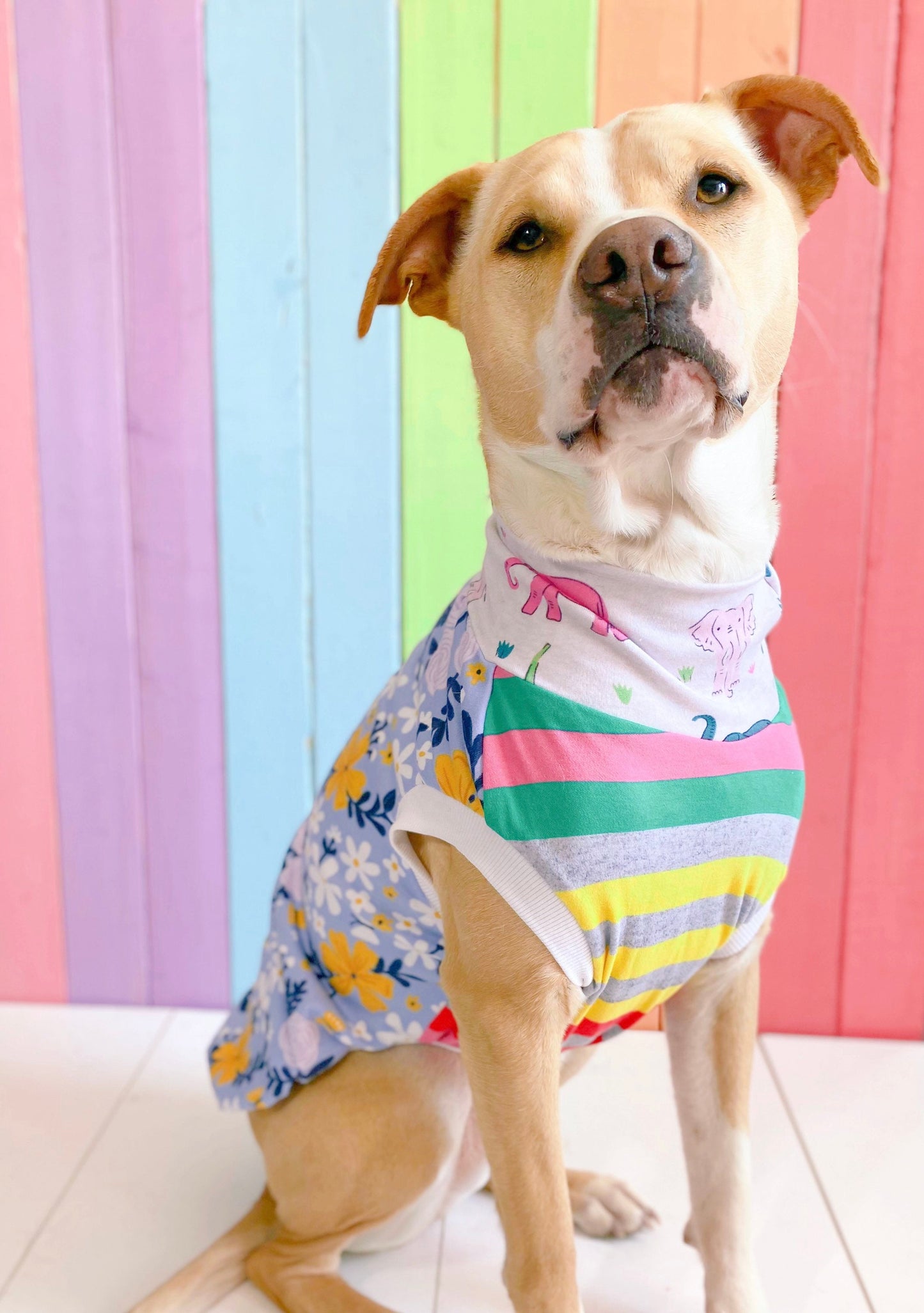 Floral print mix and match tank cotton stretchy dog tank top