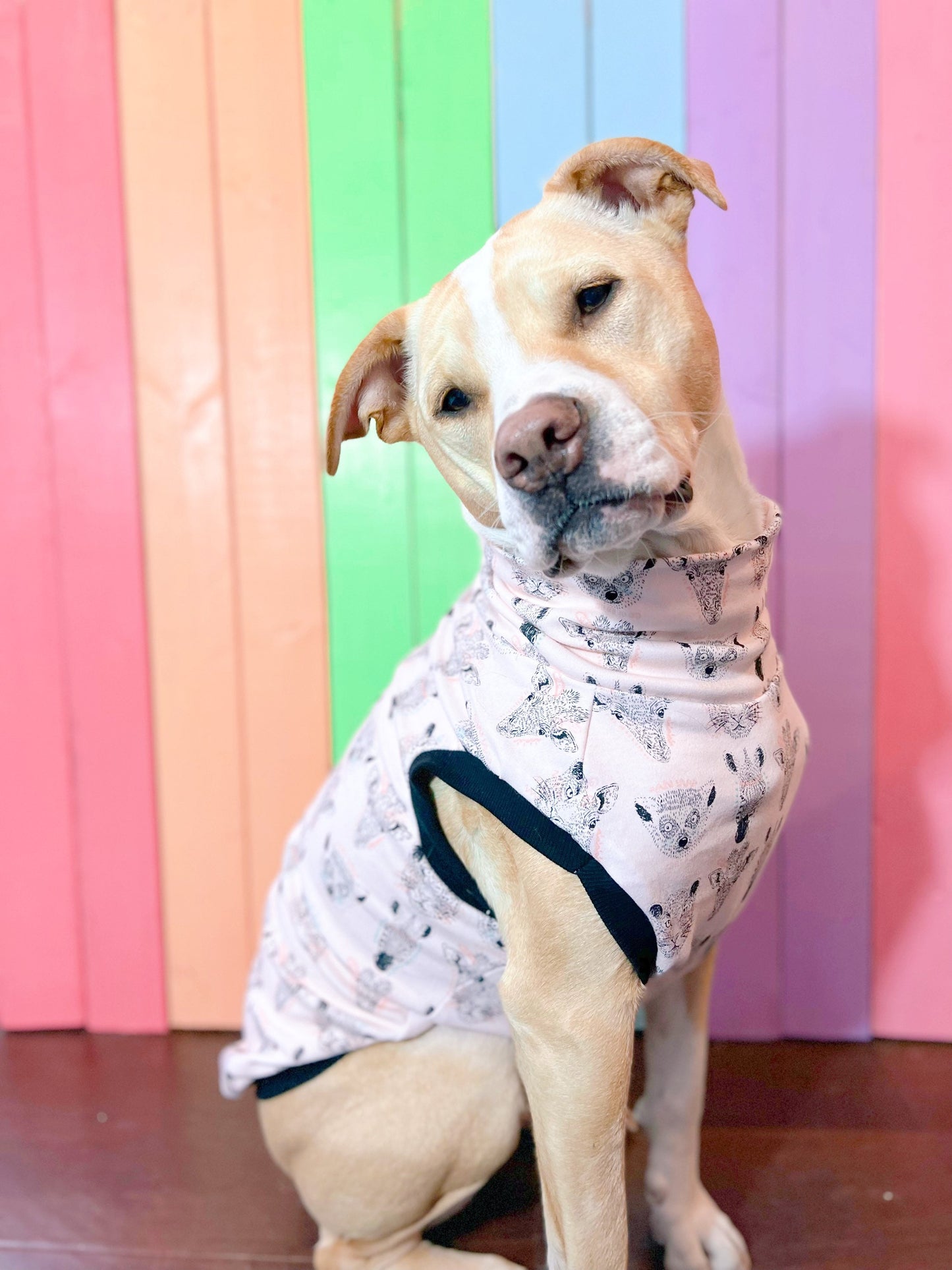 Safari animals print size medium stretchy dog tank top