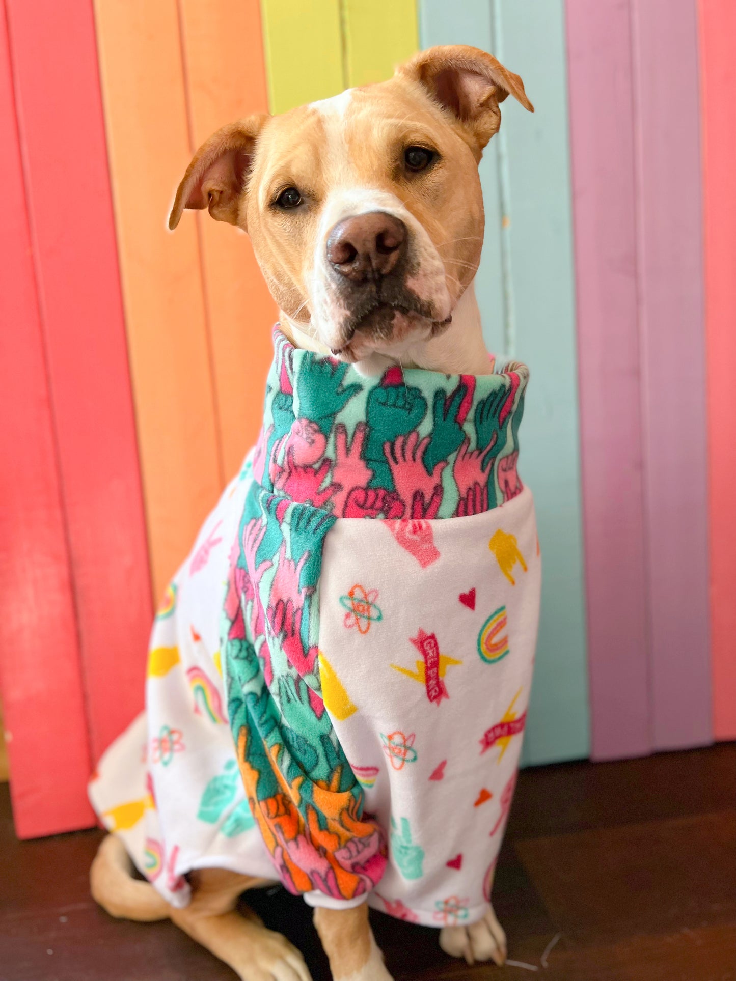 Girl power mix and match fleece dog sweatshirt