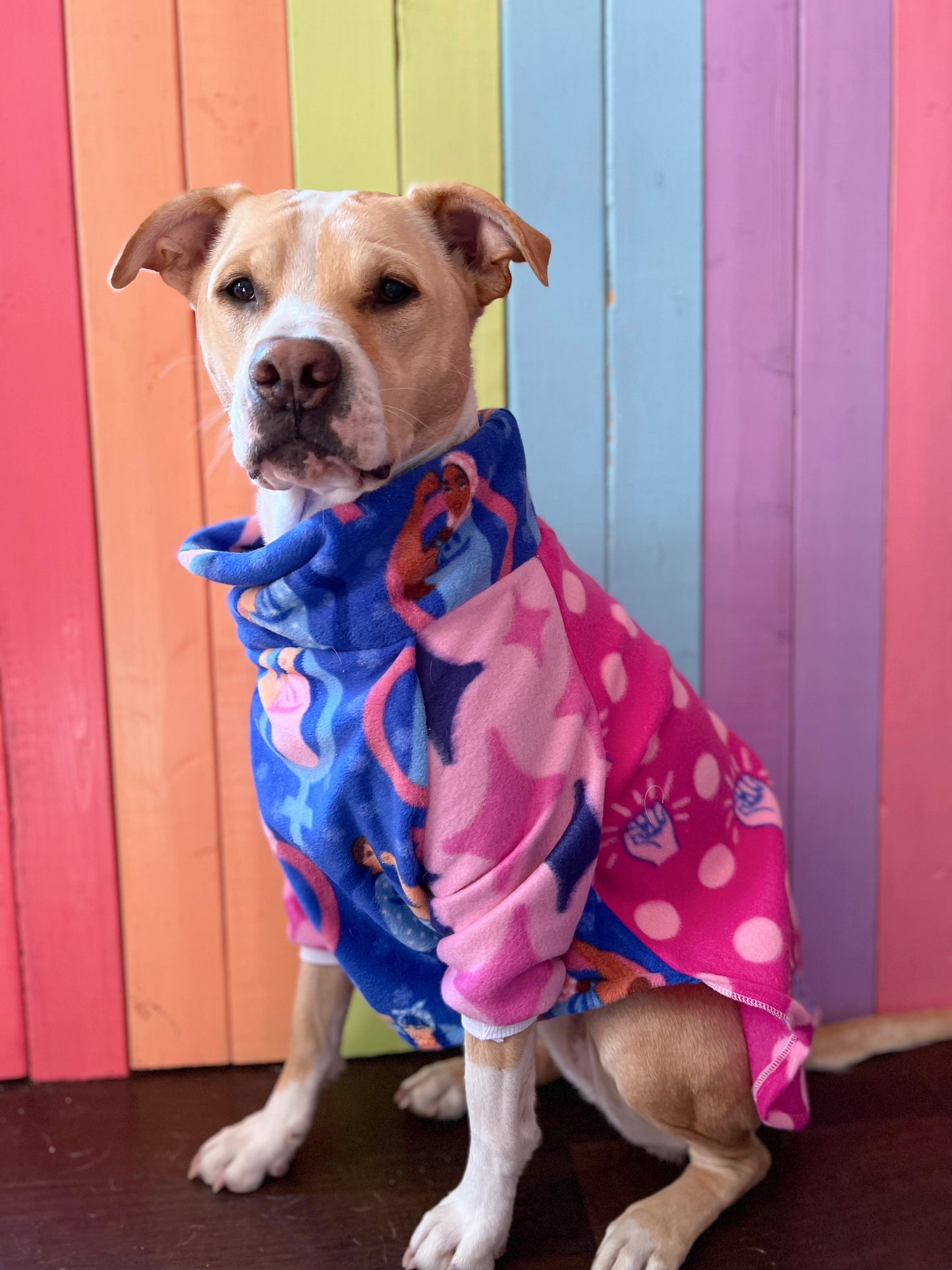 Girl power mix and match fleece dog sweatshirt